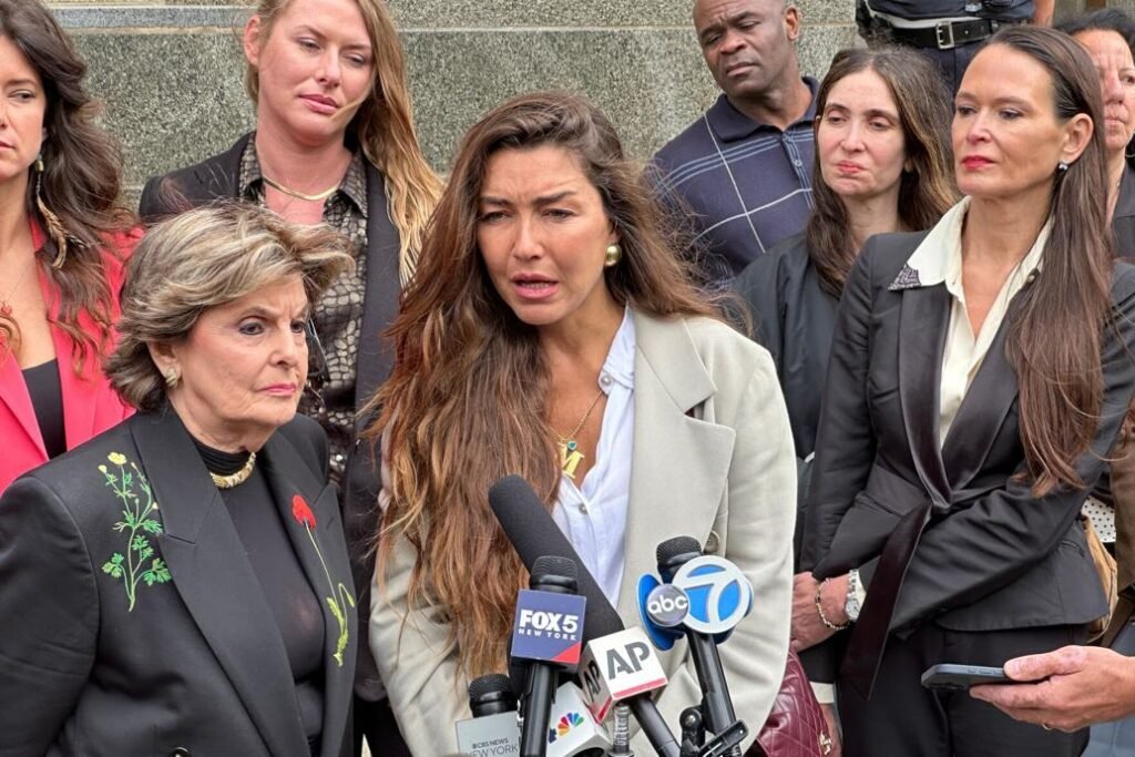Miriam Haley leaving Manhattan Supreme Court after Weinstein's sentencing.