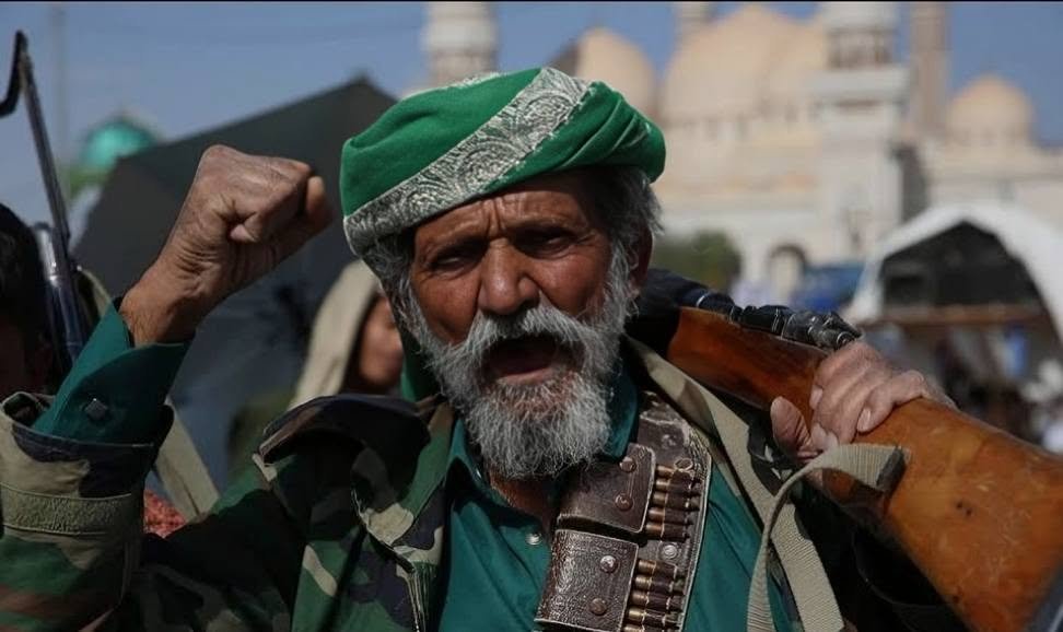 Houthi supporters gathered during a rally in Sanaa, Yemen, amid escalating regional conflict.