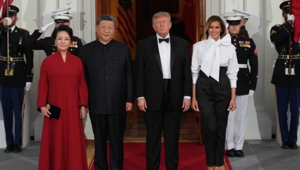 Donald Trump and Xi Jinping during Xi's White House visit in Washington.