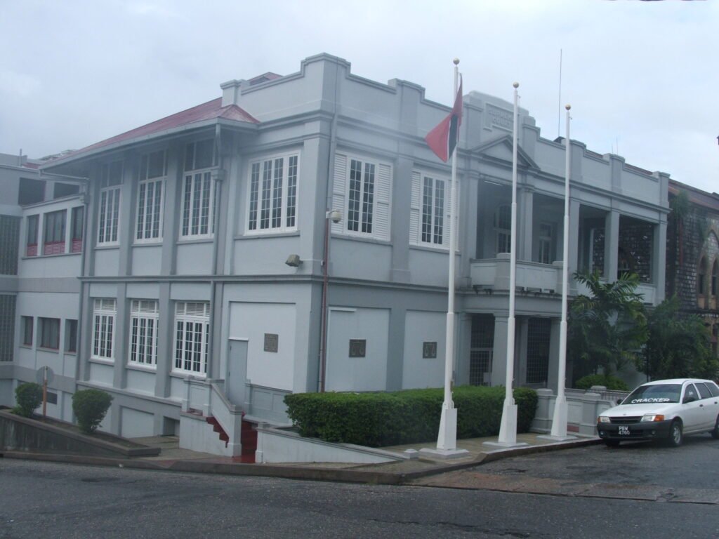 Exterior of the South Criminal Court building in Trinidad and Tobago.