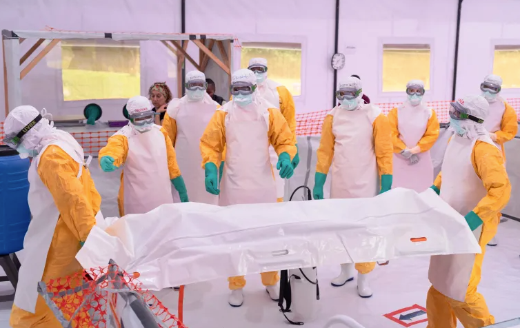 Medical workers treating patients during the Ebola outbreak in eastern Congo.