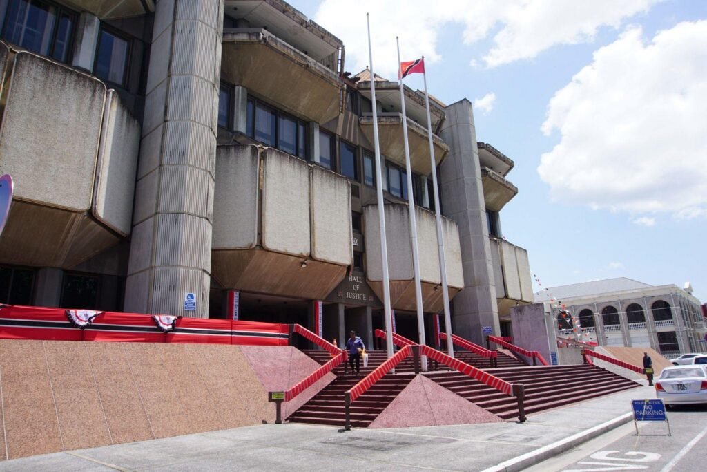 Exterior of the Hall of Justice courthouse in Port of Spain, Trinidad and Tobago.