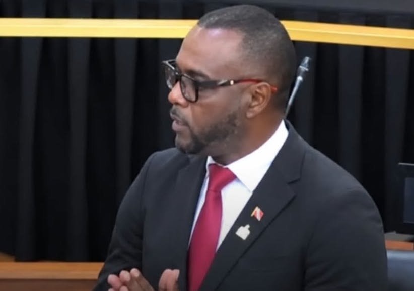 Opposition Chief Whip Marvin Gonzales speaking in Trinidad and Tobago’s Parliament.