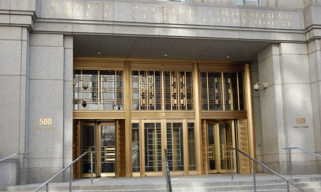 The exterior of a federal courthouse in Lower Manhattan.