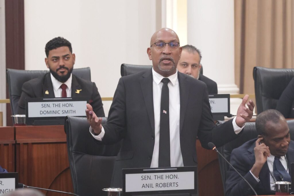 Anil Roberts speaking at the Senate podium