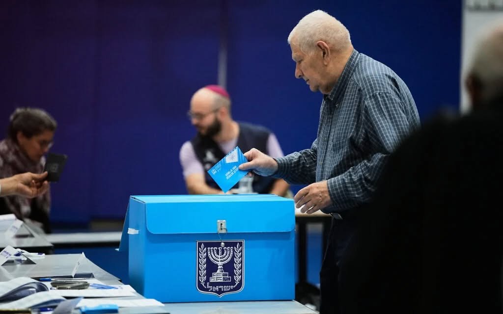 A voter at a polling station in Tel Aviv.