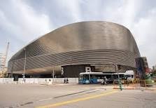 The exterior of the Santiago Bernabéu stadium in Madrid.