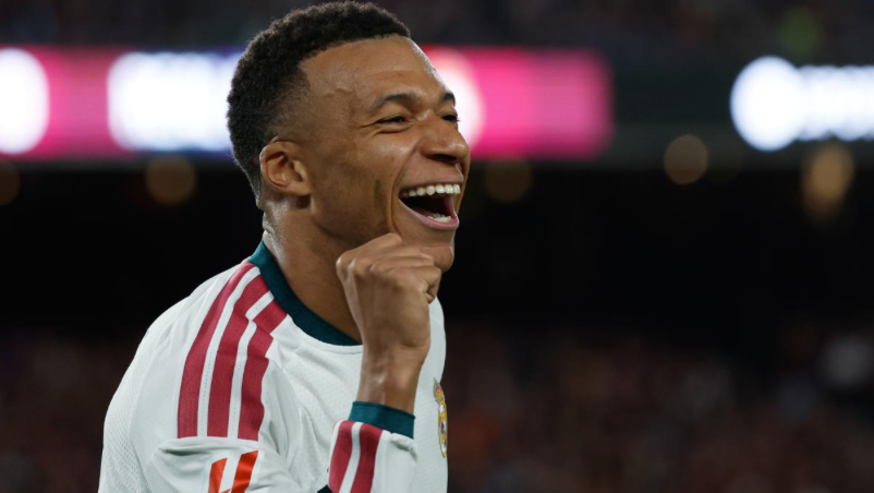 Kylian Mbappe during Real Madrid’s El Clásico match against Barcelona.