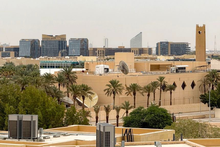 he exterior of the US embassy compound in Riyadh, with a security wa